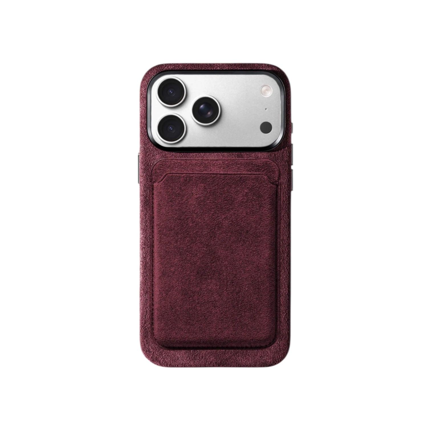 iPhone Alcantara Skal och Korthållare med MagSafe – Wine Red
