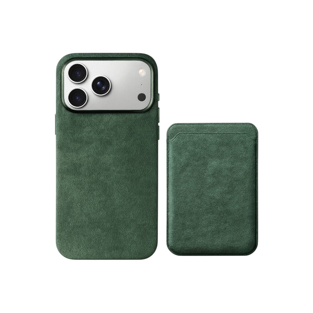 iPhone Alcantara Skal och Korthållare med MagSafe – Midnight Green
