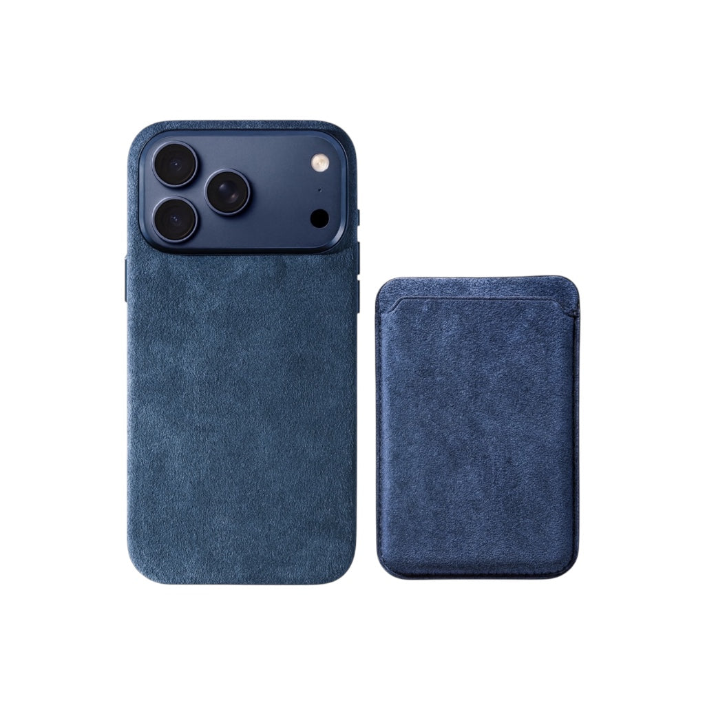 iPhone Alcantara Skal och Korthållare med MagSafe – Ocean Blue