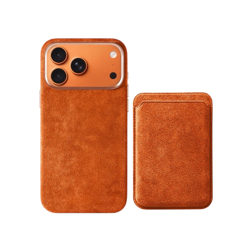 iPhone Alcantara Skal och Korthållare med MagSafe – Orange
