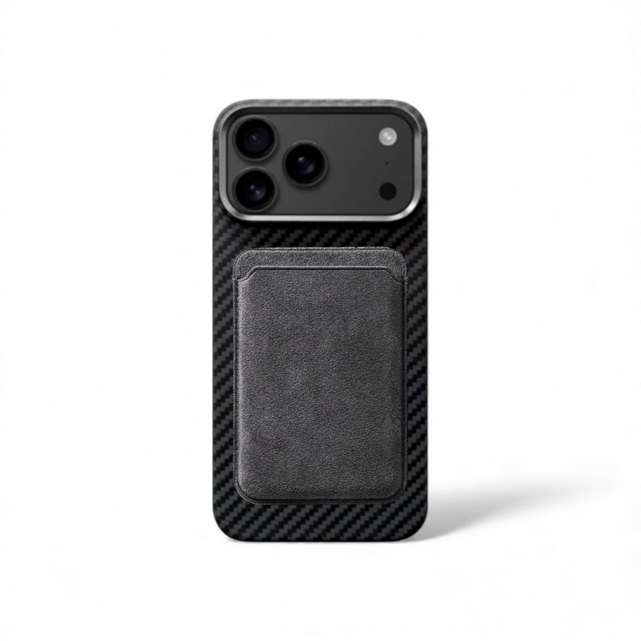 iPhone Kolfiber Skal och Alcantara Korthållare med MagSafe