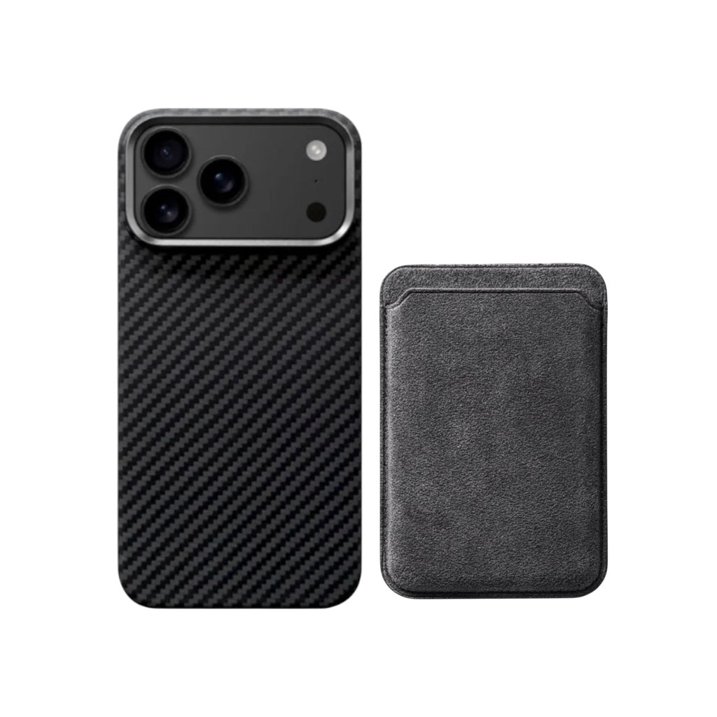iPhone Kolfiber Skal och Alcantara Korthållare med MagSafe