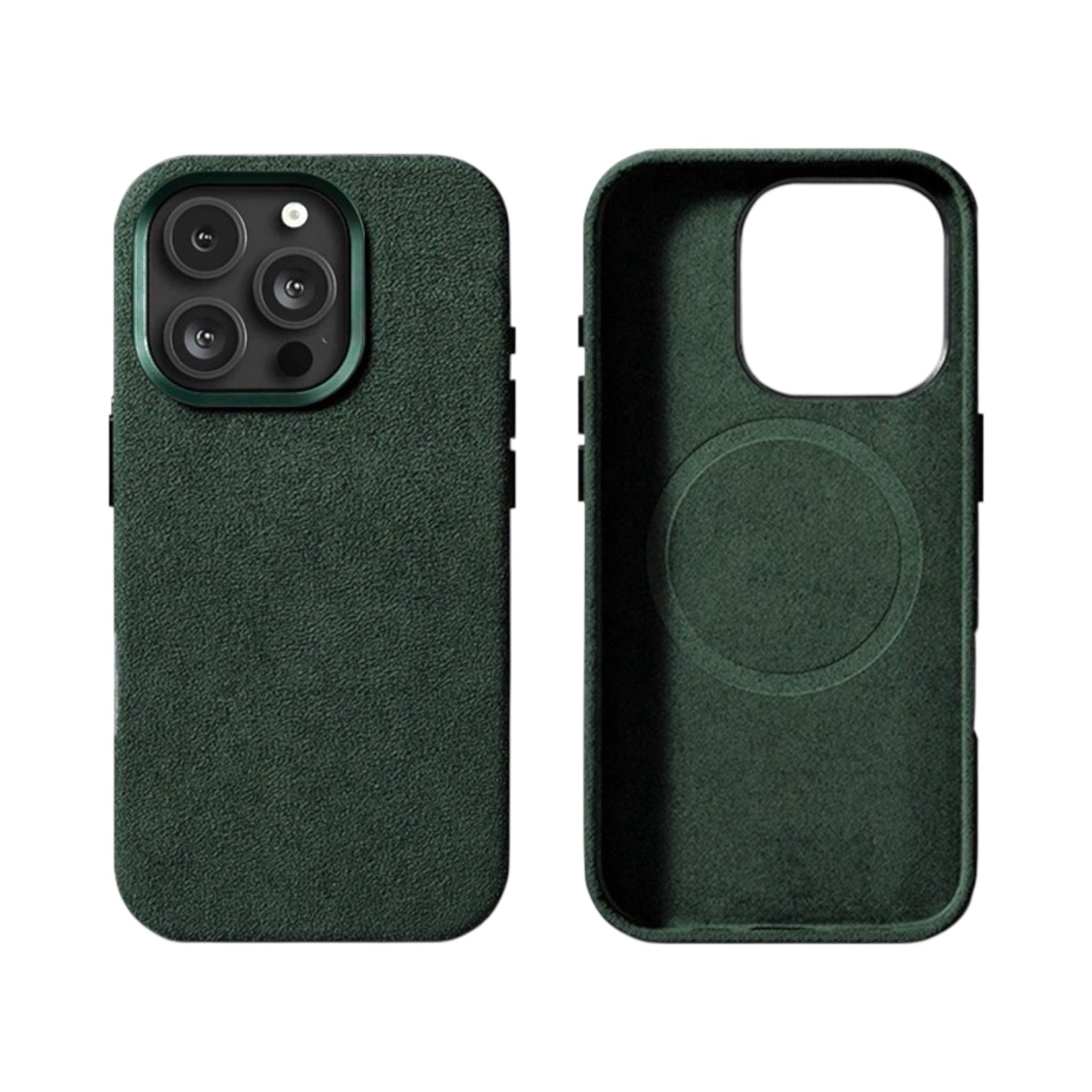 iPhone Alcantara Skal med MagSafe – Midnight Green