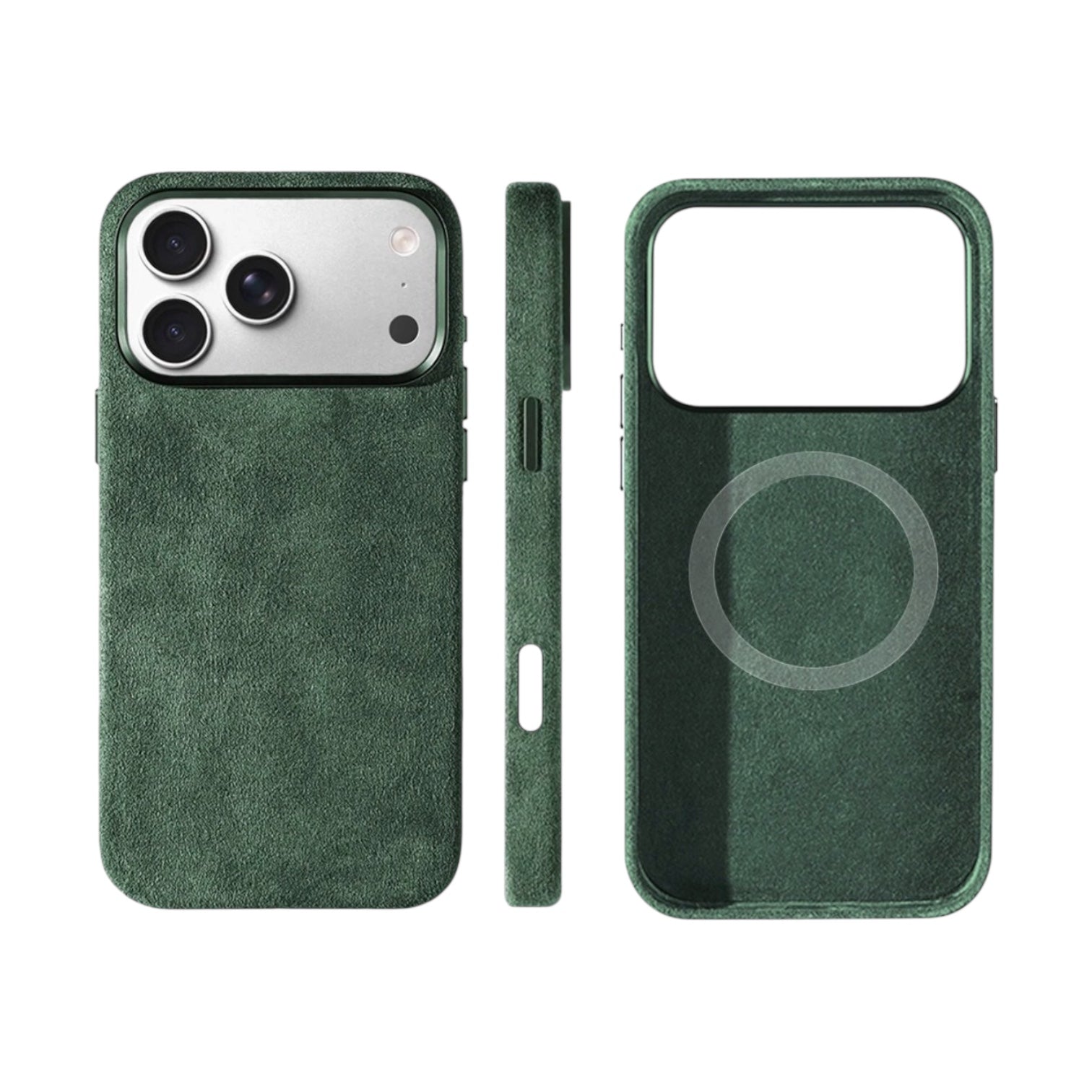 iPhone Alcantara Skal med MagSafe – Midnight Green